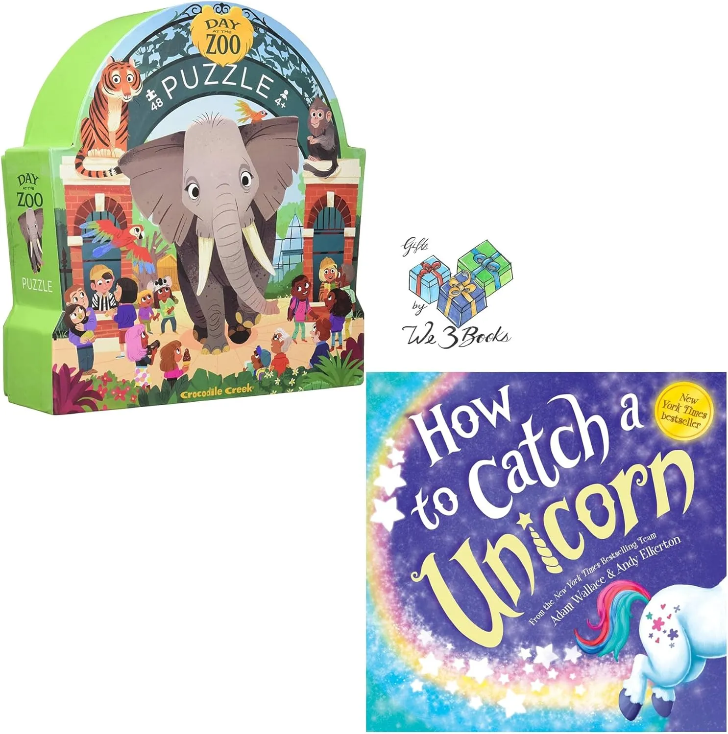 How to Catch a Unicorn Hardcover by Adam Wallace, Andy Elkerton, at The Zoo Catch a Unicorn Puzzle and Gift - Book Bag (an Educational Gift Set of STEAM Concepts, Silly Rhymes and Zoo Animal Fun)