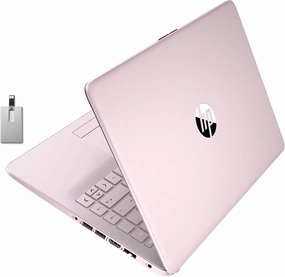 HP Premium 14" Stream HD Laptop, Intel Celeron N4120 CPU, 8GB RAM, 64GB eMMC, Webcam, Intel UHD Graphics, 1 Year Office, Bluetooth, WiFi, HDMI, Windows 11s, Pink, 32GB Hotface USB Card (Renewed)