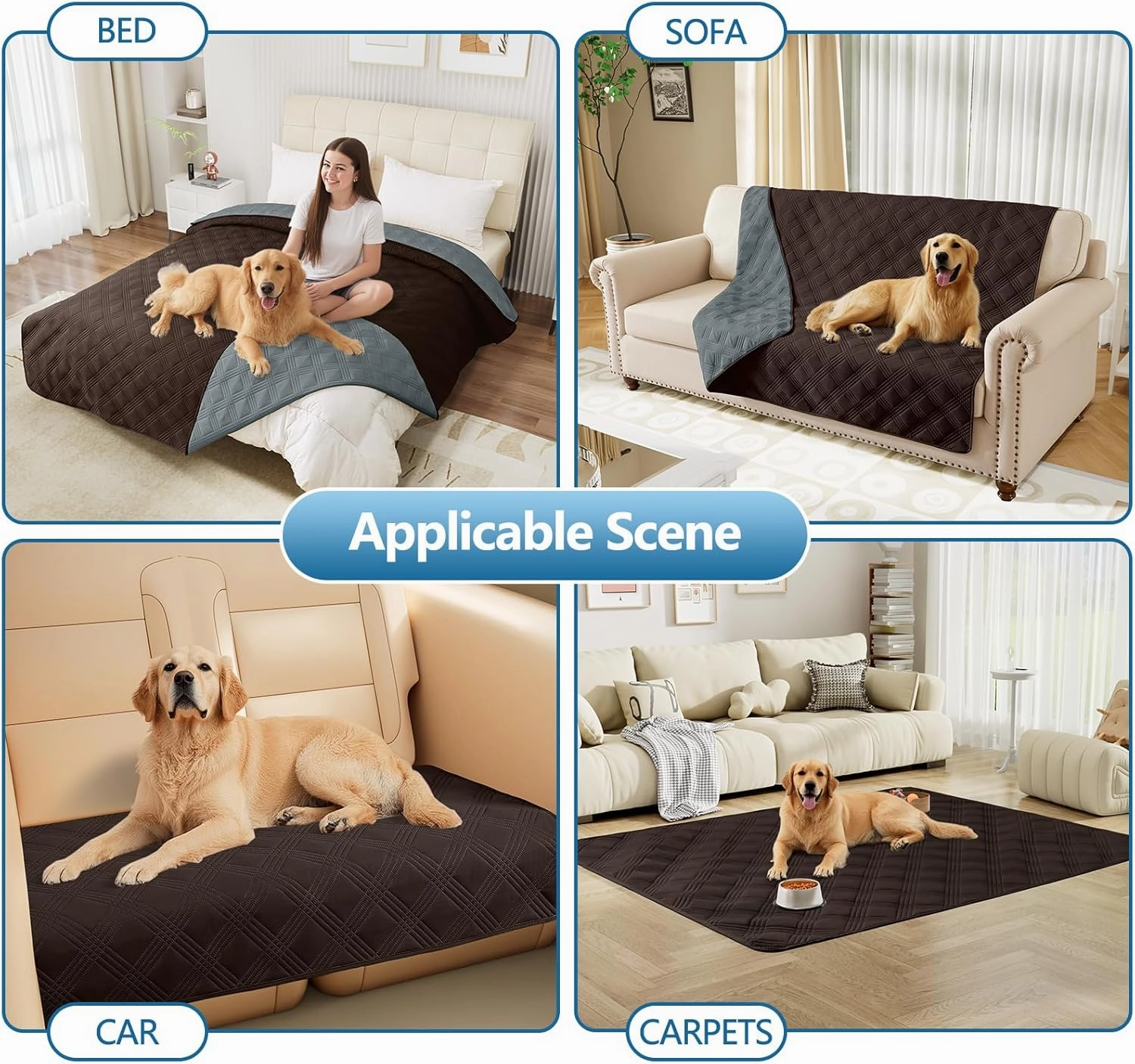 hyha Waterproof Dog Blanket, Reversible Pet Bed Blanket, Soft Sofa Couch Cover for Dogs Washable, Waterproof Pet Couch Covers for Sofa Puppy Cats Furniture Protector(30"x70", Chocolate/Dark Grey)