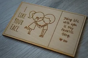 I Like Your Face - Wood Greeting Card