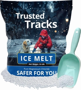 Ice Melt, Pet Safe Ice Melt, 10 LBS Premium Snow Melter with Scoop, Pure Magnesium Chloride, Safer for Pets, Concrete, Effective to -35 F, 10 lb