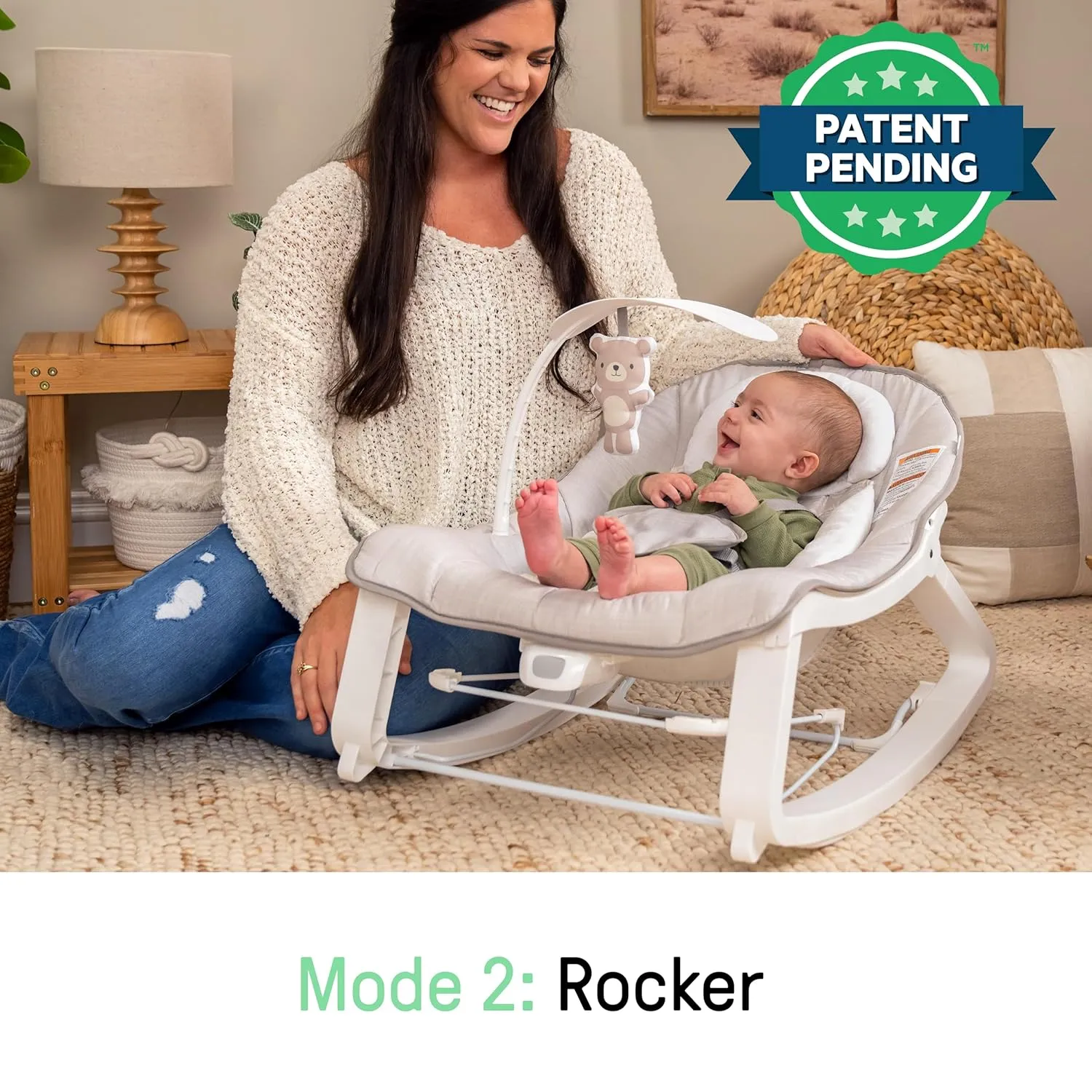 Ingenuity Keep Cozy 3-in-1 Grow with Me Vibrating Baby Bouncer Seat & Infant to Toddler Rocker, Vibrations & Toy Bar, 0-30 Months Up to 40 lbs (Linden)