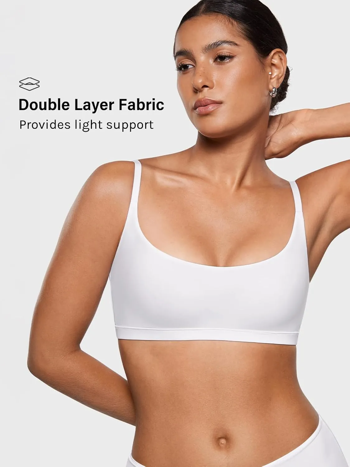 INLYRIC Women's Inbarely Plus Bralettes - No Underwire Unlined Support Soft Scoop Neck Cami Seamless Bralette