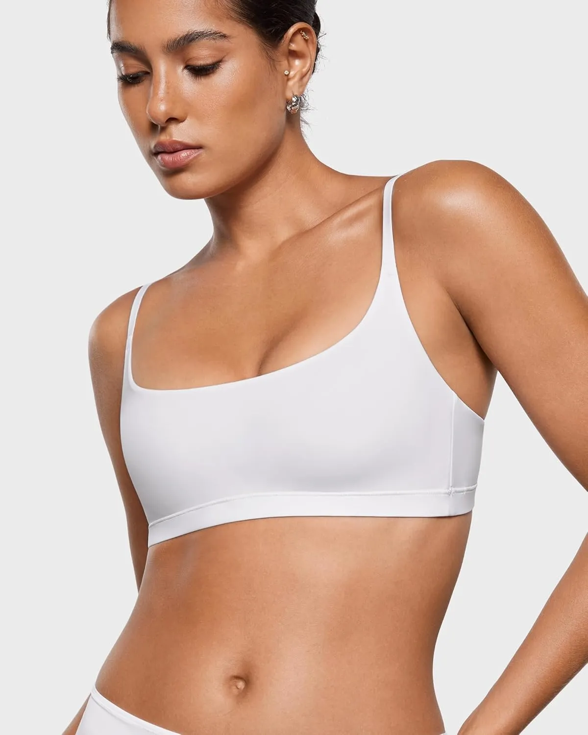 INLYRIC Women's Inbarely Plus Bralettes - No Underwire Unlined Support Soft Scoop Neck Cami Seamless Bralette