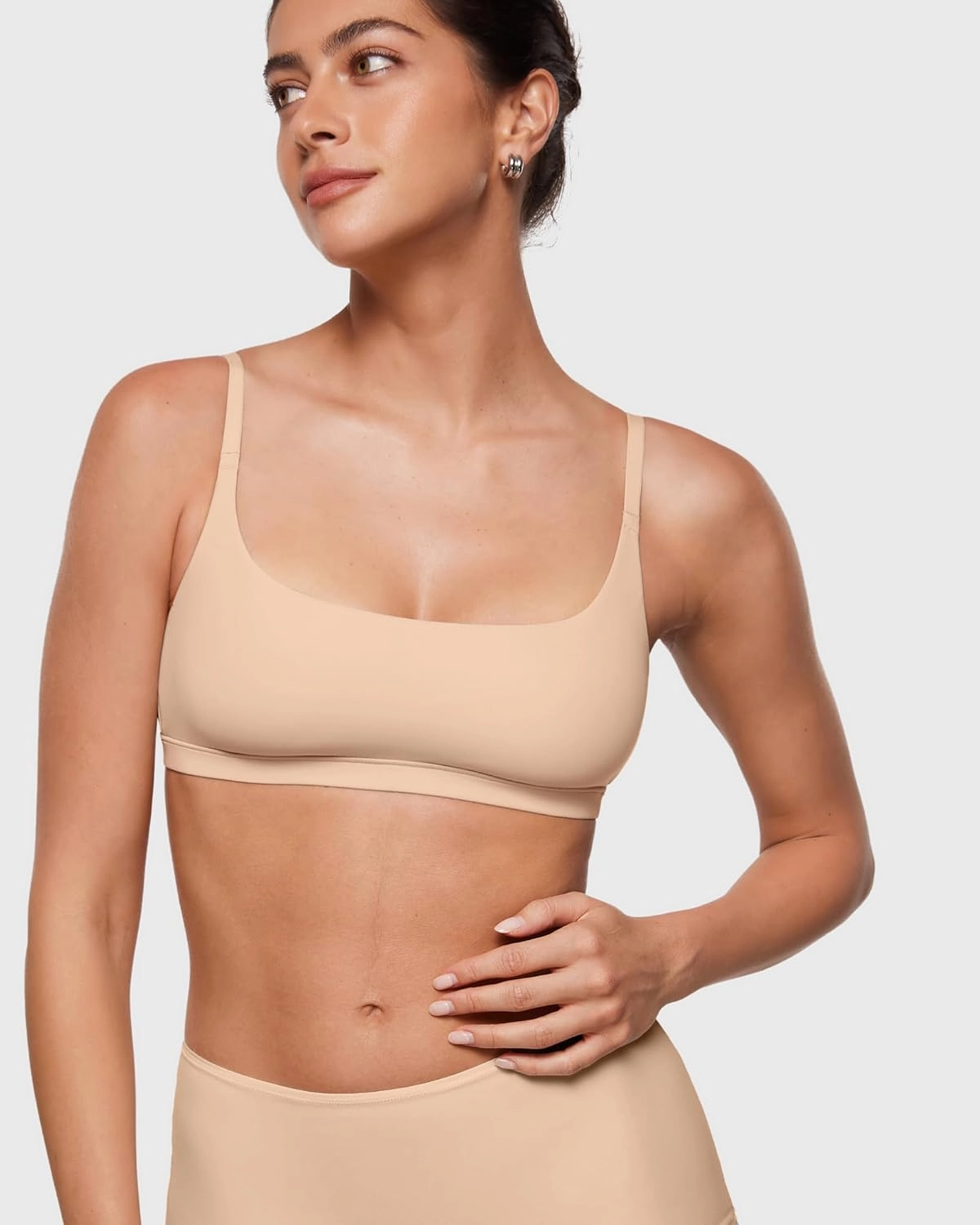 INLYRIC Women's Inbarely Plus Bralettes - No Underwire Unlined Support Soft Scoop Neck Cami Seamless Bralette
