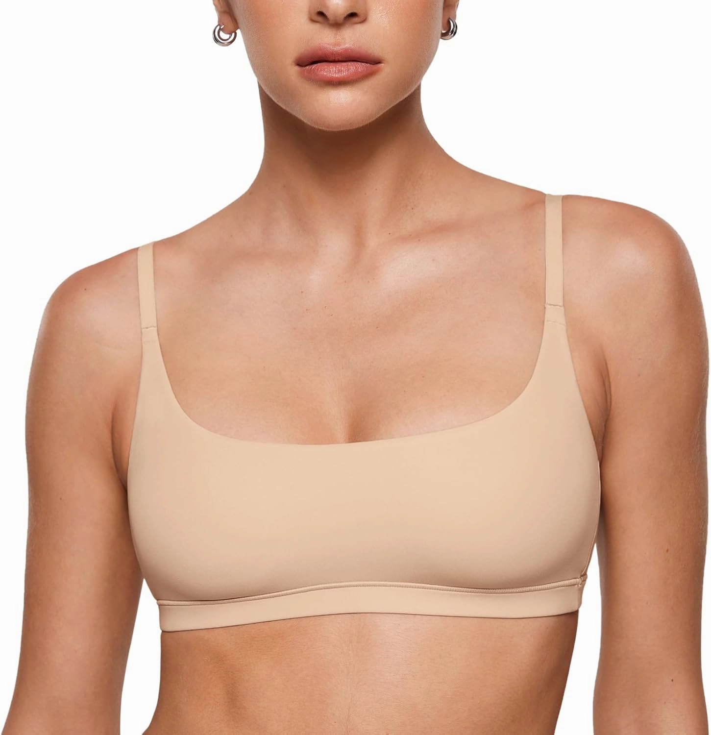 INLYRIC Women's Inbarely Plus Bralettes - No Underwire Unlined Support Soft Scoop Neck Cami Seamless Bralette