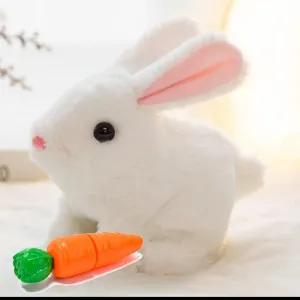 Interactive Hopping Bunny Plush Toy – Walking Stuffed Bunny with Sounds, Wiggling Ears, and Twitching Nose and Educational Toy for Kids
