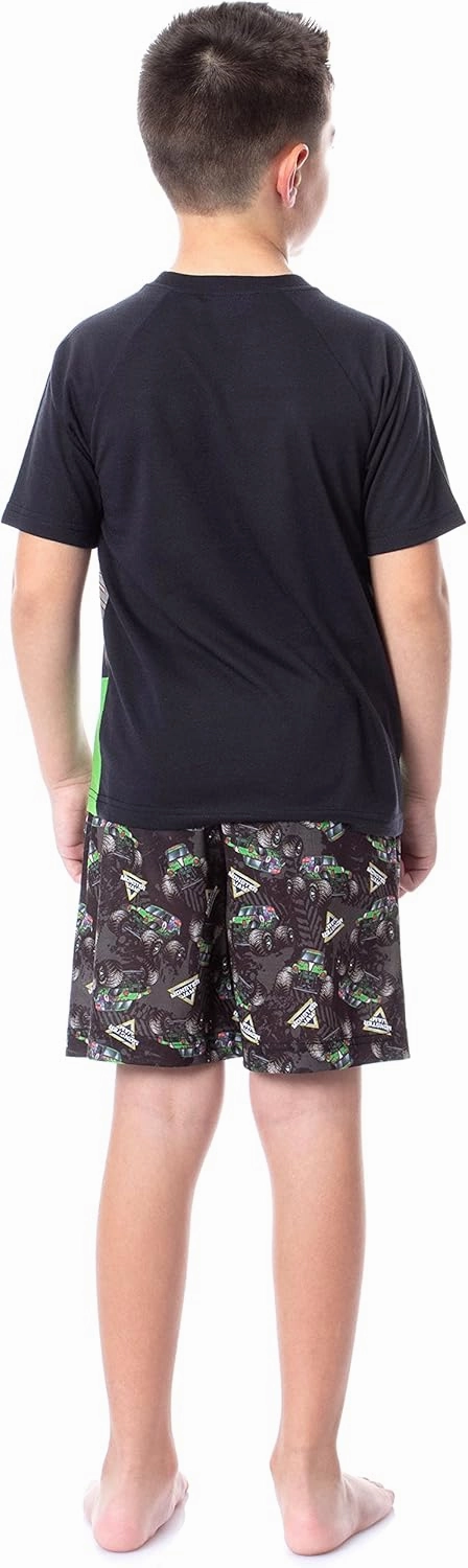 INTIMO Monster Jam Boys' Grave Digger Truck Sleep Pajama Set Shorts Crewneck