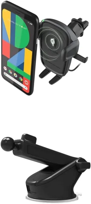 iOttie Easy One Touch Wireless 2 Qi Charging CD Slot   Air Vent Combo Phone Mount with Extra Mount Base and Dash Pad - Car Charger for iPhone, Google, Samsung Galaxy, Huawei, LG, other Smartphones