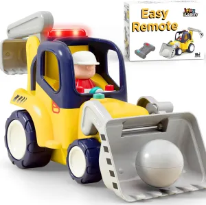 iPlay, iLearn Remote Control Construction Truck Toy for Toddlers 2-4, Baby RC Car Toys W/Light Sound, Backhoe Loader Play Vehicle, Birthday Gift 18 24 Month Infant, 2 3 4 5 Year Old Boy Girl Children