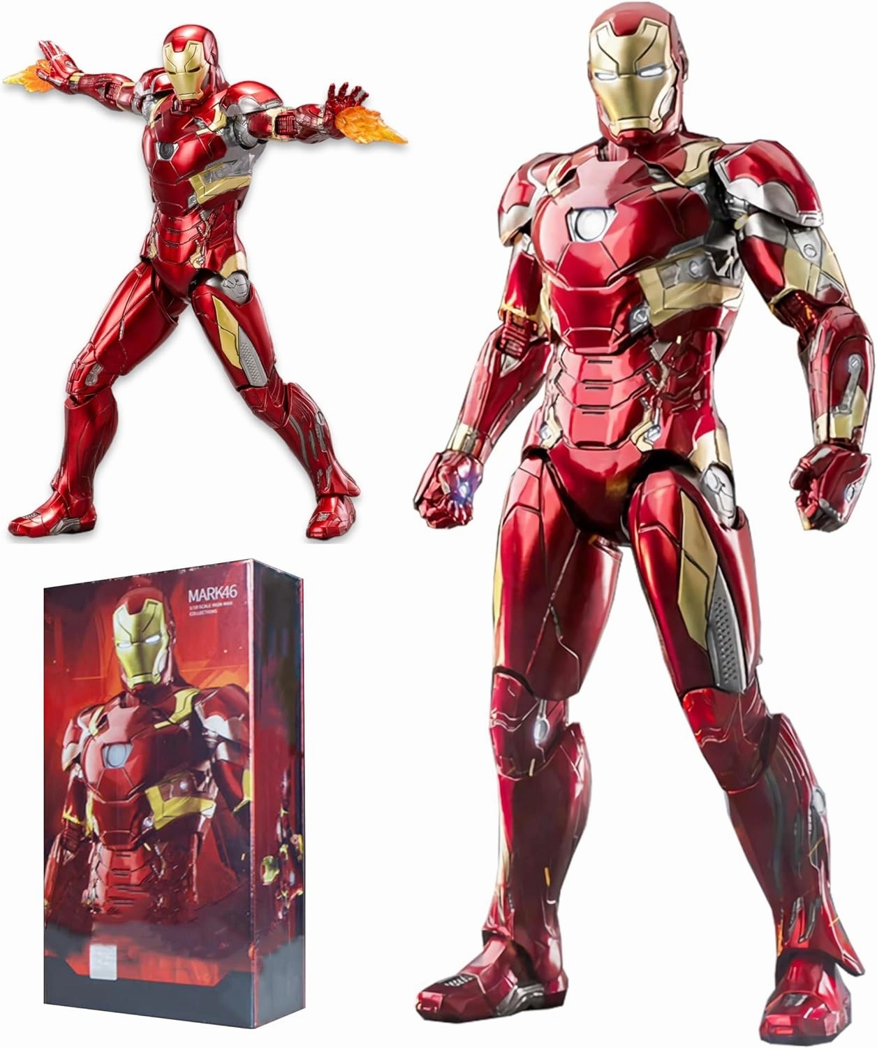 Ironman MK46 Action Figures-7 inch All Joints Movable Collectable Toys-Full Metal Painting with Lots of Accessories Stark Model(1/10 Scale)