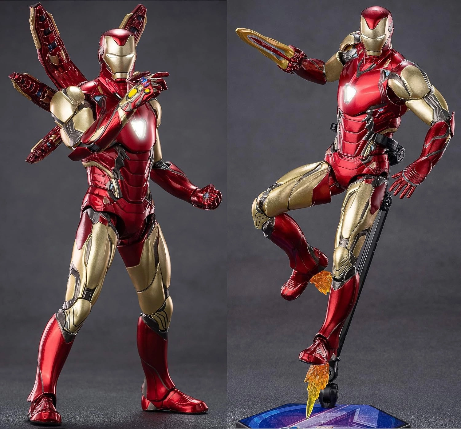 Ironman MK85(Deluxe Version) Action Figure-7inch Light with Chest and Eyes Metal Painting Collectable Model-20 Joints Movable with Multi Weapon Accessories Toys(1/10 Scale)