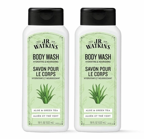 J.R. Watkins Body Wash Aloe & Green Tea, 18 fl oz, 2 Pack