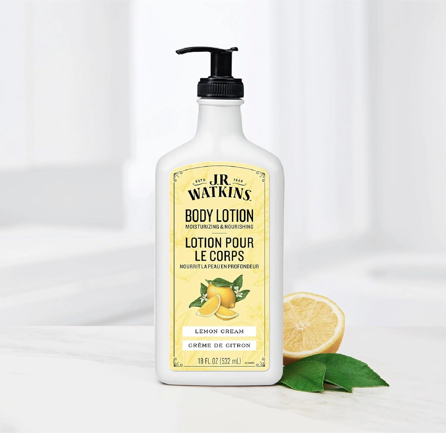 J.R. Watkins Daily Moisturizing Body Lotion, Lemon Cream, 18 fl oz, 2 Pack