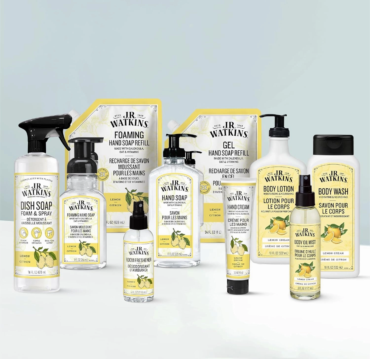 J.R. Watkins Daily Moisturizing Body Lotion, Lemon Cream, 18 fl oz, 2 Pack