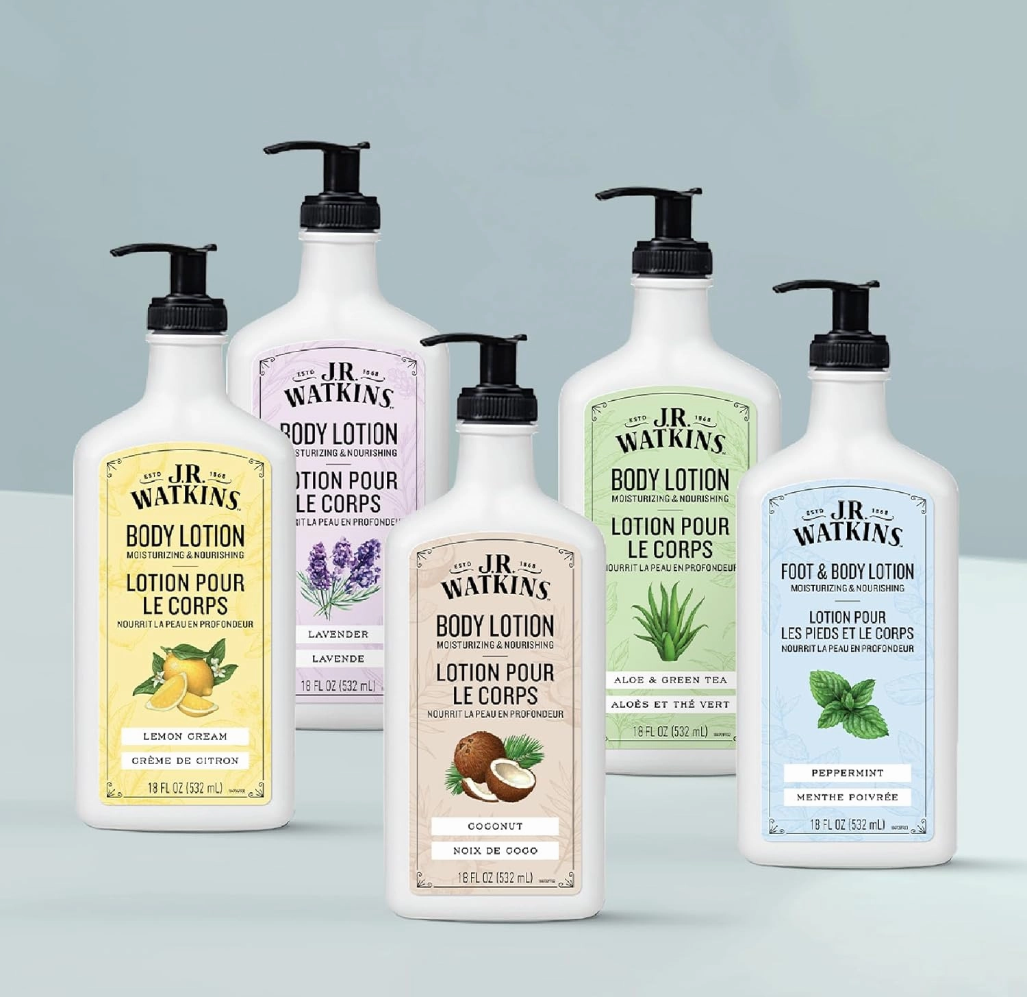 J.R. Watkins Daily Moisturizing Body Lotion, Lemon Cream, 18 fl oz, 2 Pack