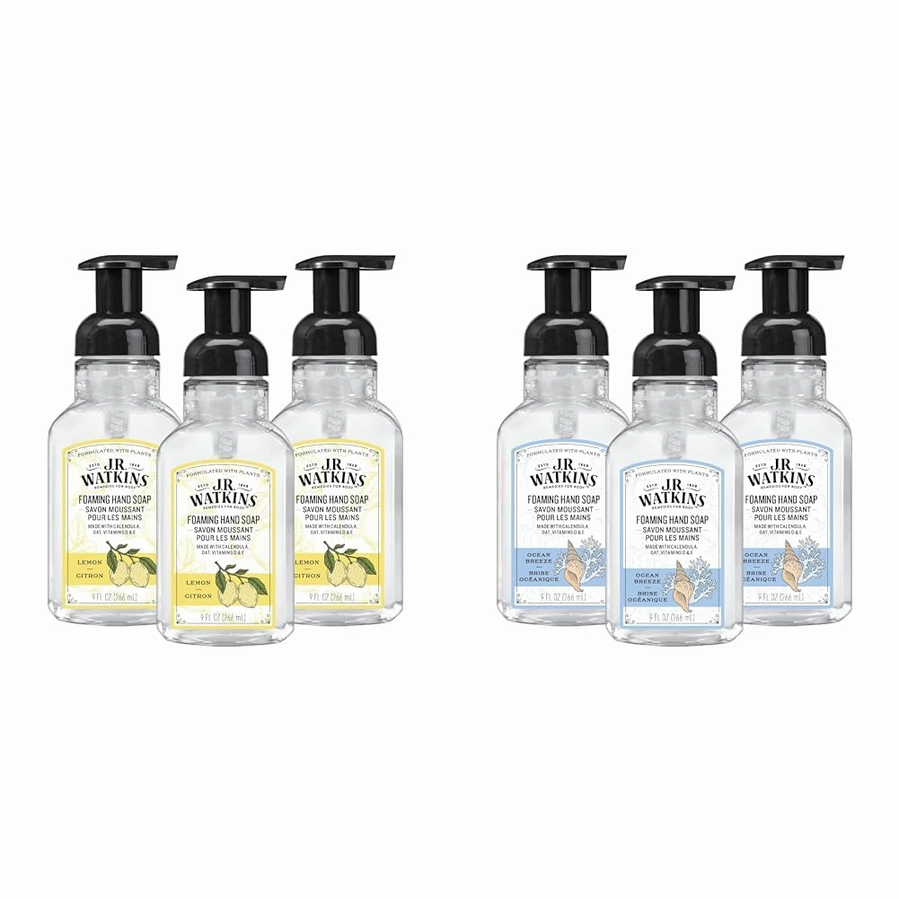 J.R. Watkins Foaming Hand Soap with Pump Dispenser, Moisturizing Foam Hand Wash, All Natural & Foaming Hand Soap with Pump Dispenser, Moisturizing Foam Hand Wash, All Natural