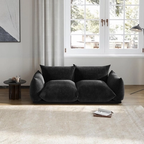 JACH Modern Love Seat Couch, Chenille Couch Deep LoveSeat Couches with Thick Cushion, 77" Plush Sofas Furniture for Small Spaces, Living Room, Bedroom, Office, Apartment, Black