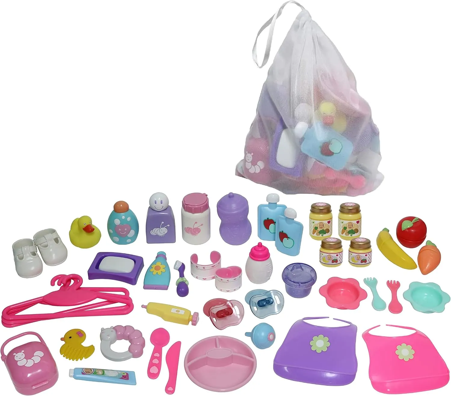 JC Toys Baby Nursery 45 Piece Accessory Bag for Keeps Playtime! | Accessories fit Most Dolls up to 15" | Play Accessories | Ages 2 