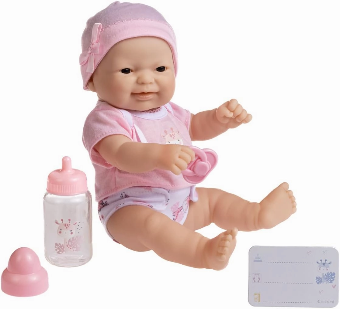 JC Toys - La Newborn Nursery | 7 Piece Doll Gift Set | 12" Life-Like Asian Doll with Accessories | Purple | Ages 2  (18346)
