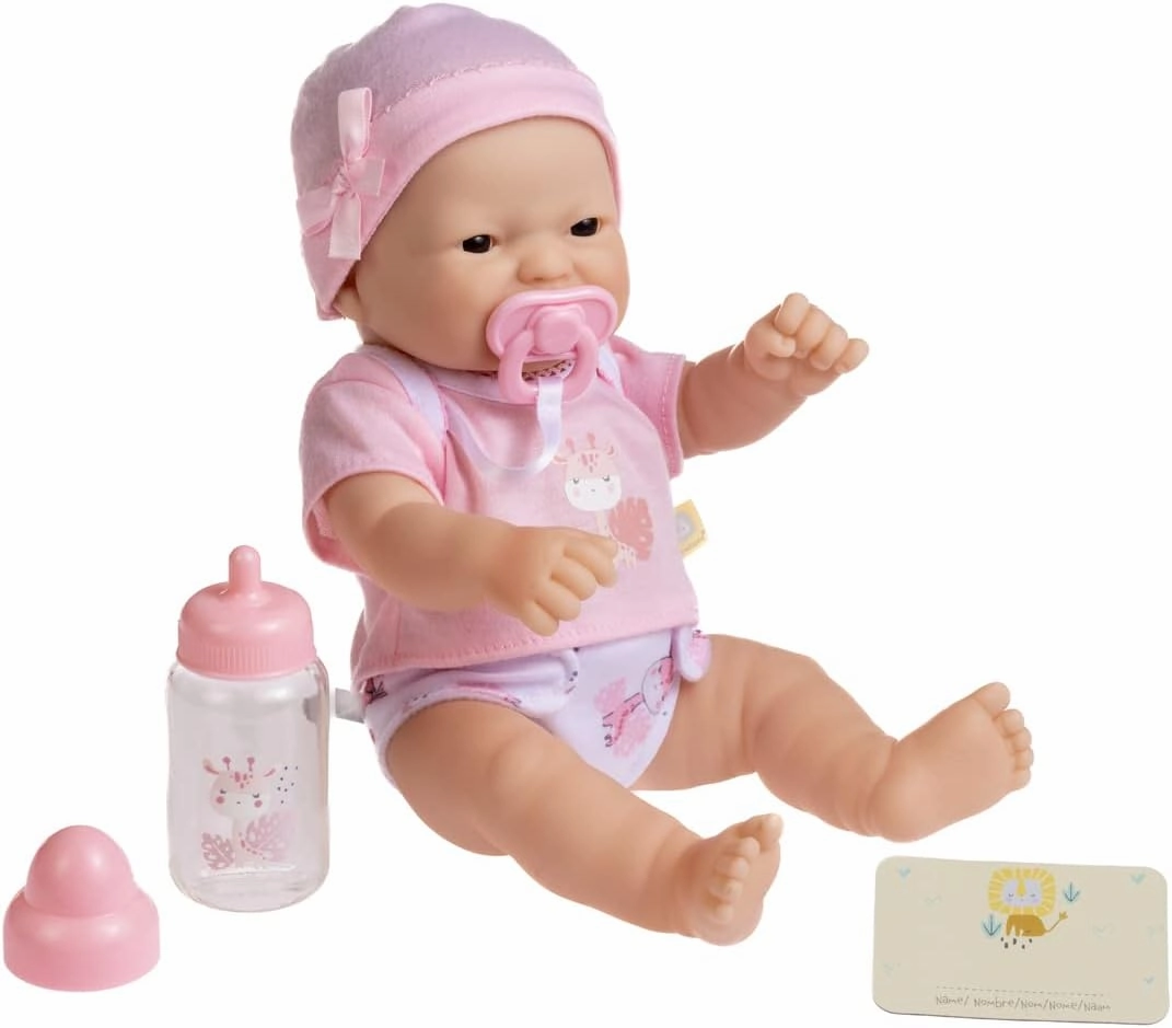 JC Toys - La Newborn Nursery | 7 Piece Doll Gift Set | 12" Life-Like Asian Doll with Accessories | Purple | Ages 2  (18346)
