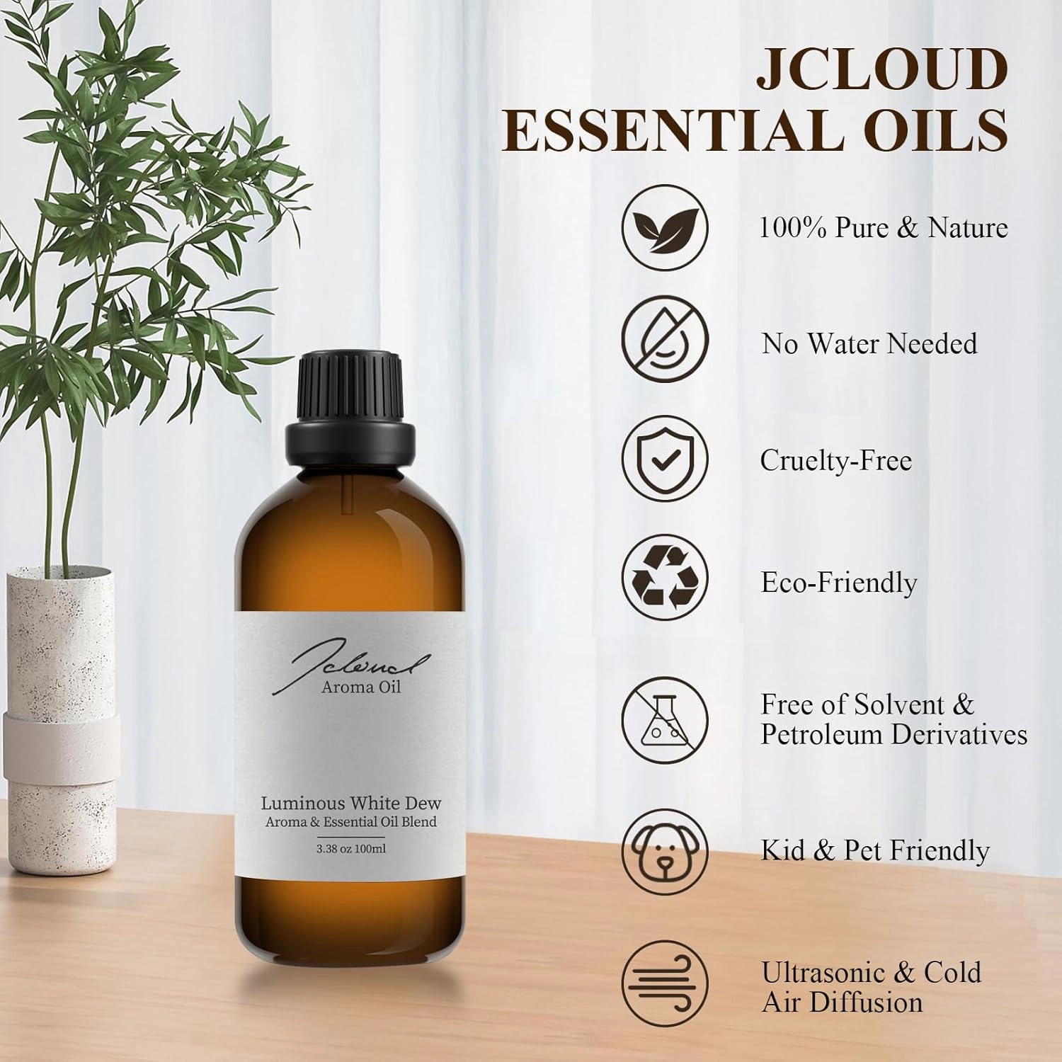JCLOUD Luminous White Dew Essential Oil Inspired by Westin Hotel | Hotel Scent - Pure Aromatherapy Diffuser Oil with Orange and Lily of The Valley, Home Luxury & Hotel Scents for Diffuser - 100mL