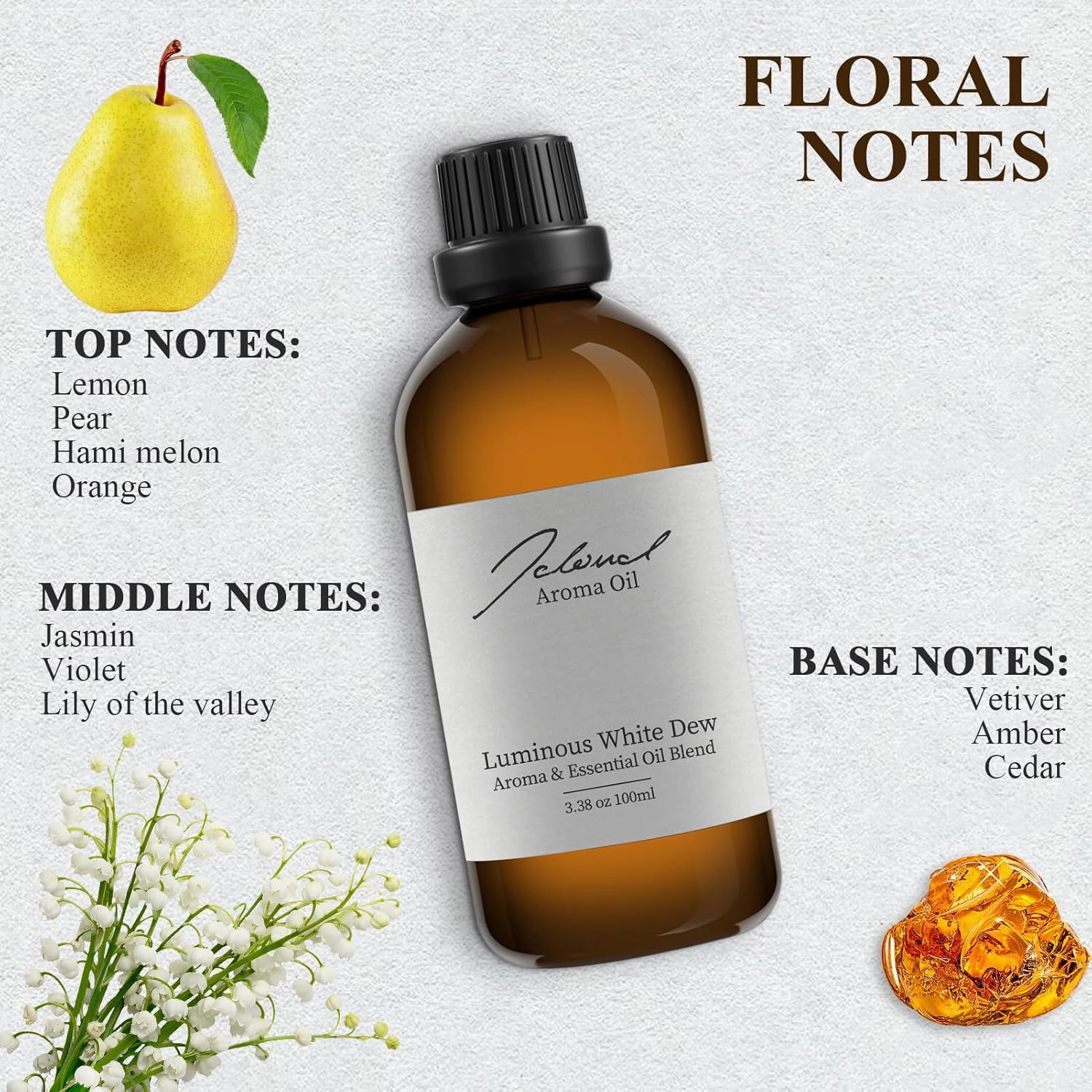JCLOUD Luminous White Dew Essential Oil Inspired by Westin Hotel | Hotel Scent - Pure Aromatherapy Diffuser Oil with Orange and Lily of The Valley, Home Luxury & Hotel Scents for Diffuser - 100mL