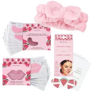 Jean Pierre Cosmetics Beauty Watermelon Hydrating Face Kit, Skin Hydrating Kit, Beauty Spa Kit for Women, Hydrating Spa Gift Set, Home Spa, Gifts for Women, Christmas Gift, Stocking Gift (4 Piece Set)