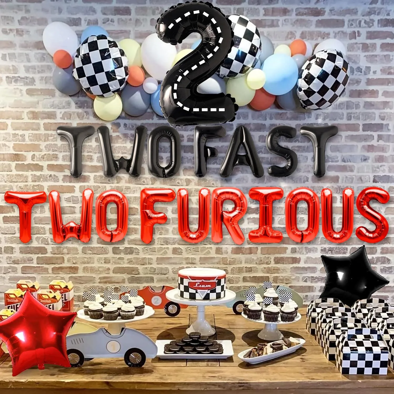 JeVenis Two Fast Two Furious Birthday Decorations Two Fast Two Furious Backdrop Racing Car Two Fast Party Supplies
