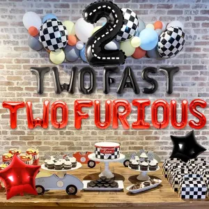 JeVenis Two Fast Two Furious Birthday Decorations Two Fast Two Furious Backdrop Racing Car Two Fast Party Supplies