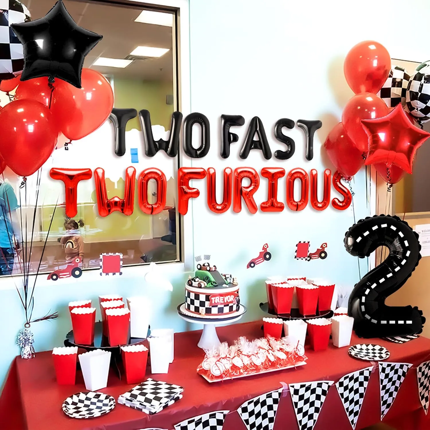 JeVenis Two Fast Two Furious Birthday Decorations Two Fast Two Furious Backdrop Racing Car Two Fast Party Supplies
