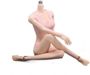 JIAOUDOLL 1/6 Scale Super Flexible Female Seamless Body Middle Chest for 12 inch Woman Action Figure Pink Skin JOQ-10C-PM