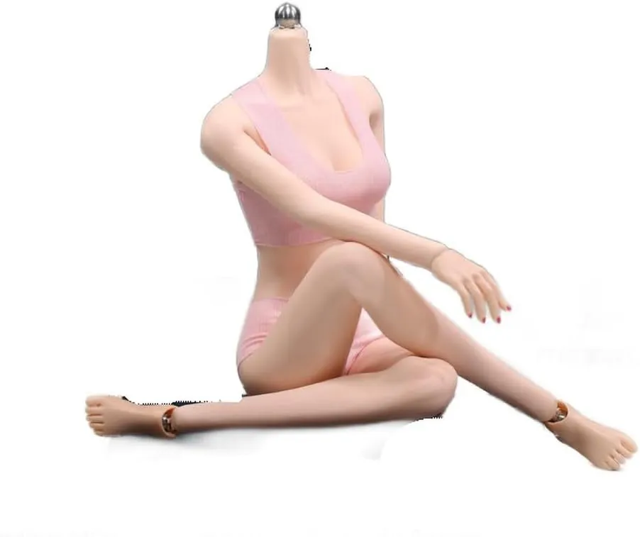 JIAOUDOLL 1/6 Scale Super Flexible Female Seamless Body Middle Chest for 12 inch Woman Action Figure Pink Skin JOQ-10C-PM