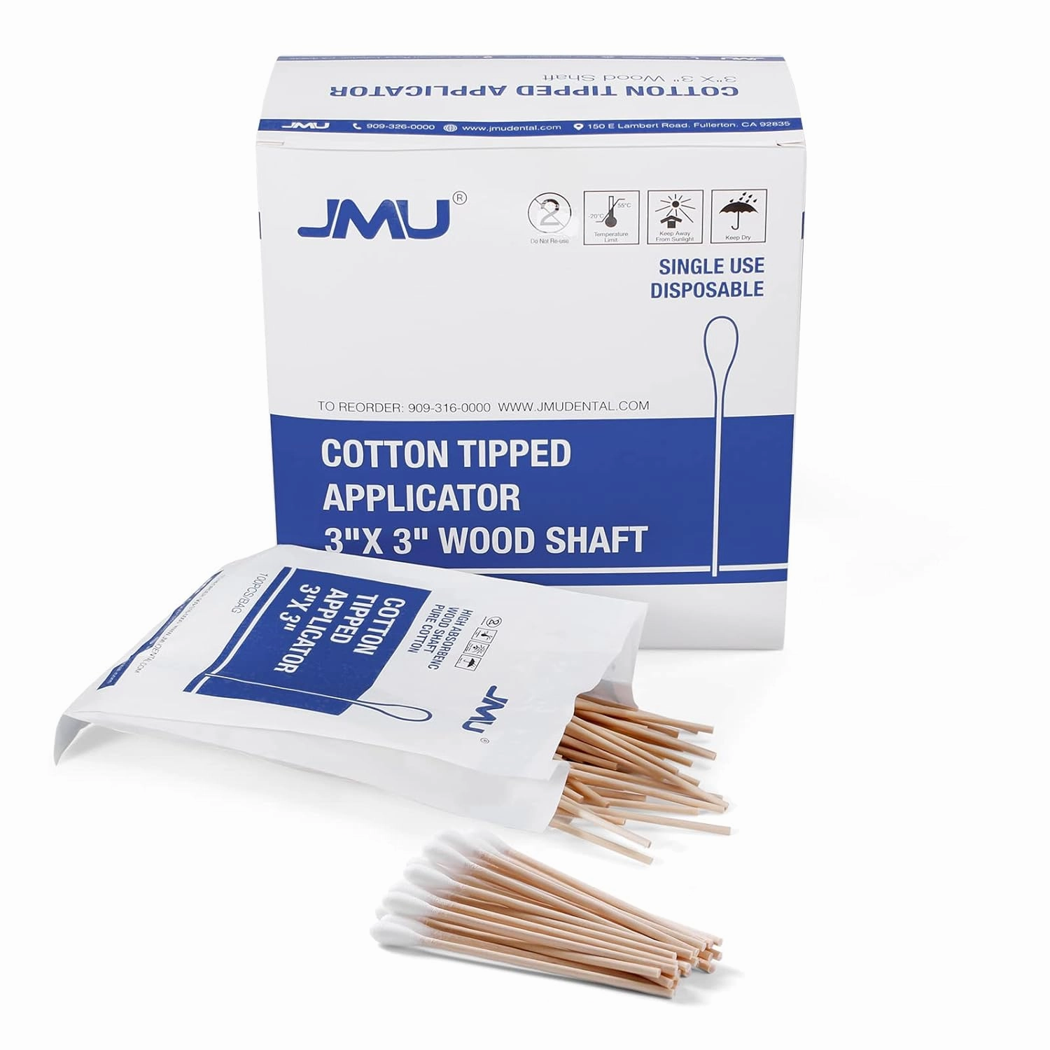 JMU Medical Cotton Swabs, 10000 Pcs Cotton Tipped Applicators 3 Inch, Non-sterile Natural Cotton, 10 Box