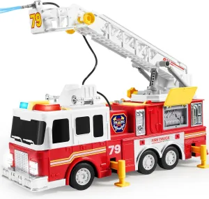 JOYIN Extra Large Fire Truck Toys for Boys Girls with 33-inch Ladder, Lights, Realistic Sirens & Button, Big Firetruck Engine for Toddlers 3 , Christmas Birthday Gift