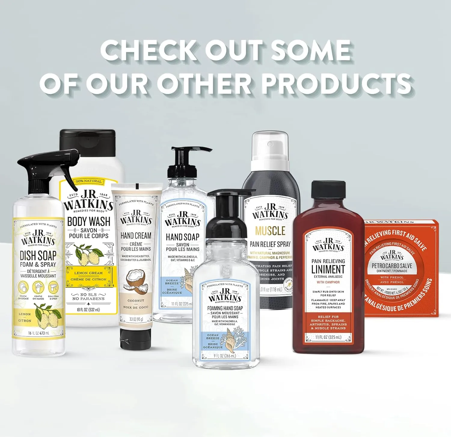 J.R. Watkins Liquid Hand Soap With Dispenser, Moisturizing Hand Soap, Alcohol-Free, Cruelty-Free, Use For Bathroom or Kitchen, Lemon, 11 Fl Oz, 3 Pack