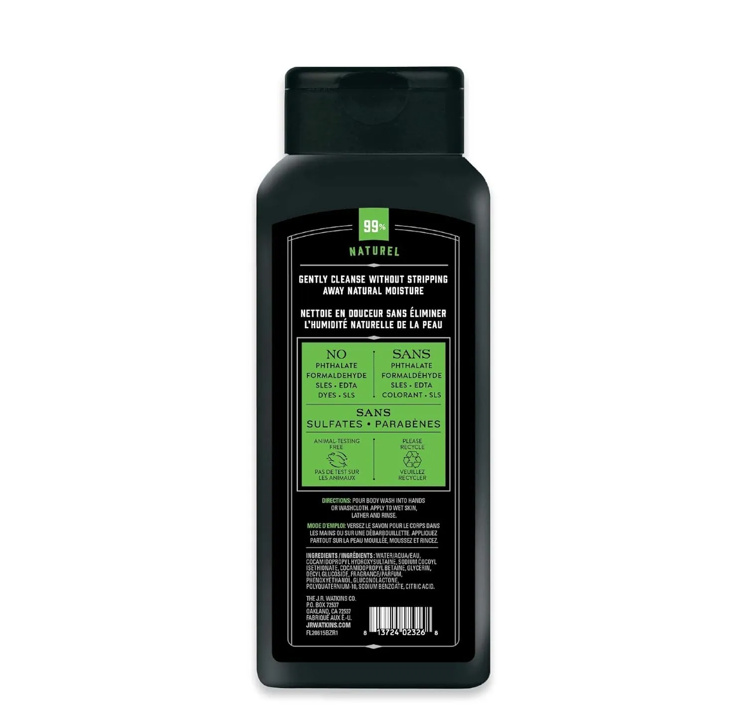 JR Watkins Natural Daily Moisturizing Body Wash, Wintergreen & Sprice, 6 Pack, Hydrating Shower Gel for Men and Women, Free of SLS, USA Made and Cruelty Free, 18 Fl Oz (Pack of 6)