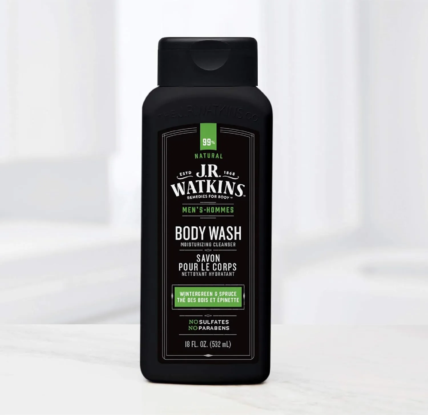 JR Watkins Natural Daily Moisturizing Body Wash, Wintergreen & Sprice, 6 Pack, Hydrating Shower Gel for Men and Women, Free of SLS, USA Made and Cruelty Free, 18 Fl Oz (Pack of 6)