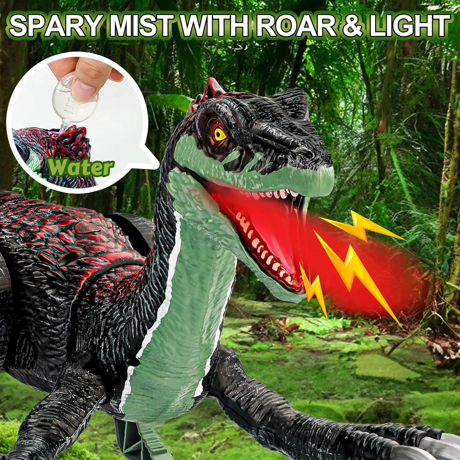 Jurassic Remote Control Therizinosaurus Walking Dinosaur Toys, Boys 3-7, RC Robot Dinosaur with Mist Spray/Light, Christmas Stocking Stuffers