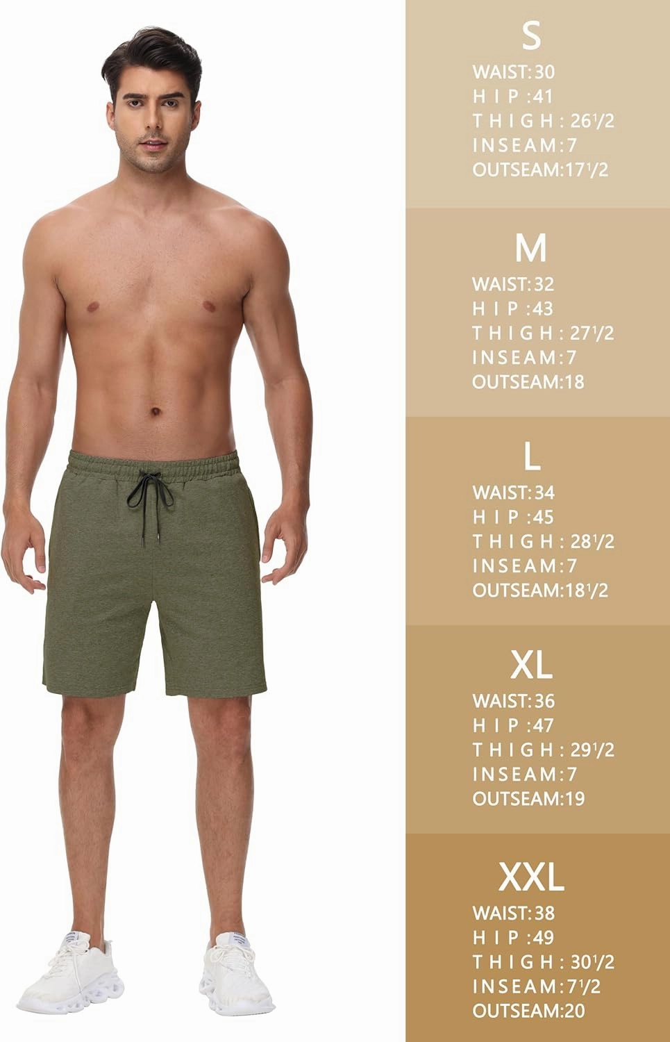 JWM Men's 7" Sweat Shorts - Cotton Above Knee Comfy Soft Casual Lounge Gym Workout Fleece Summer Shorts with Zipped Pockets