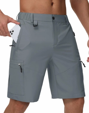JWM Men's 9" Hiking Cargo Shorts - Lightweight Stretch Qucik Dry Casual Travel Golf Work Fishing Shorts with 5 Zipper Pockets