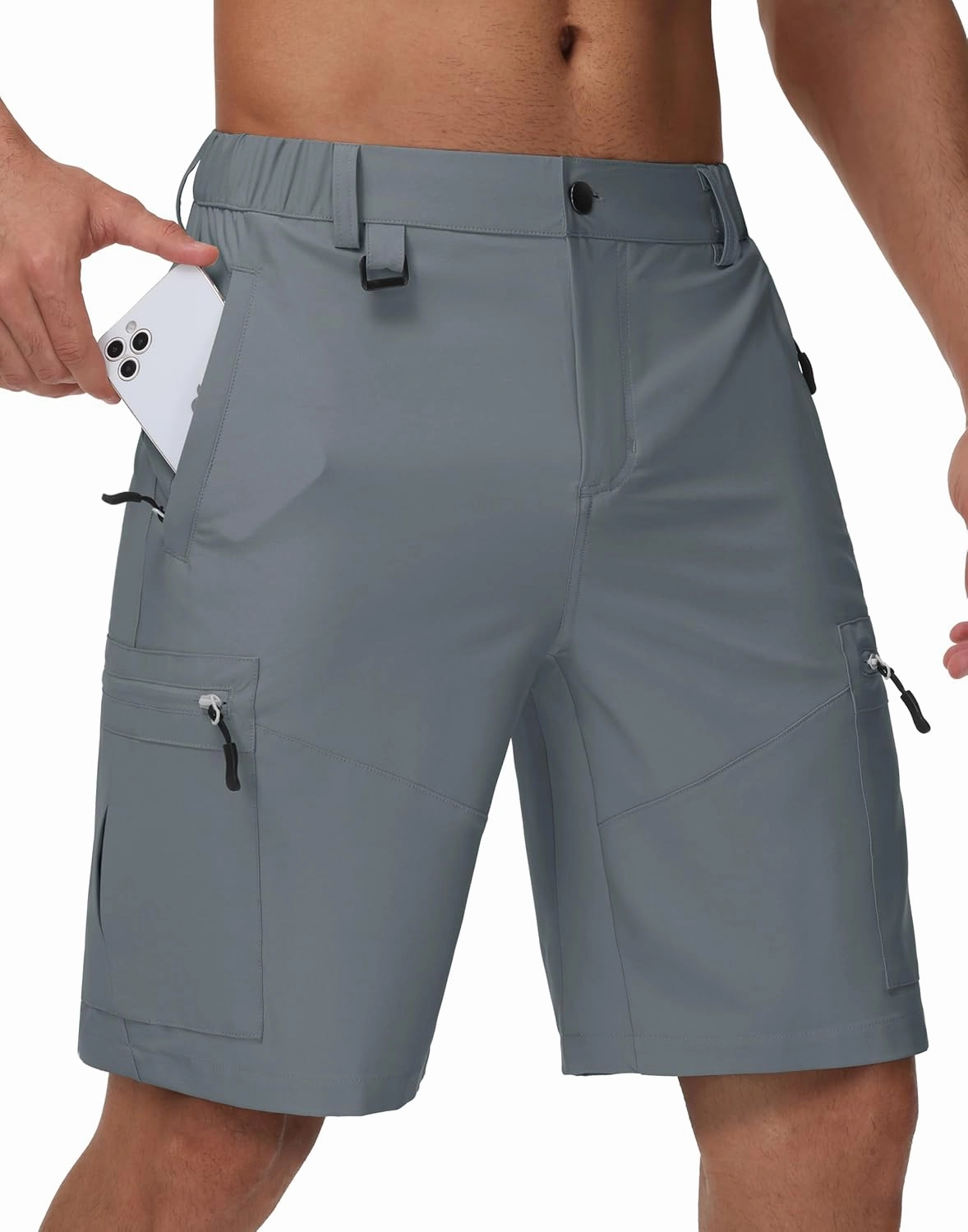 JWM Men's 9" Hiking Cargo Shorts - Lightweight Stretch Qucik Dry Casual Travel Golf Work Fishing Shorts with 5 Zipper Pockets