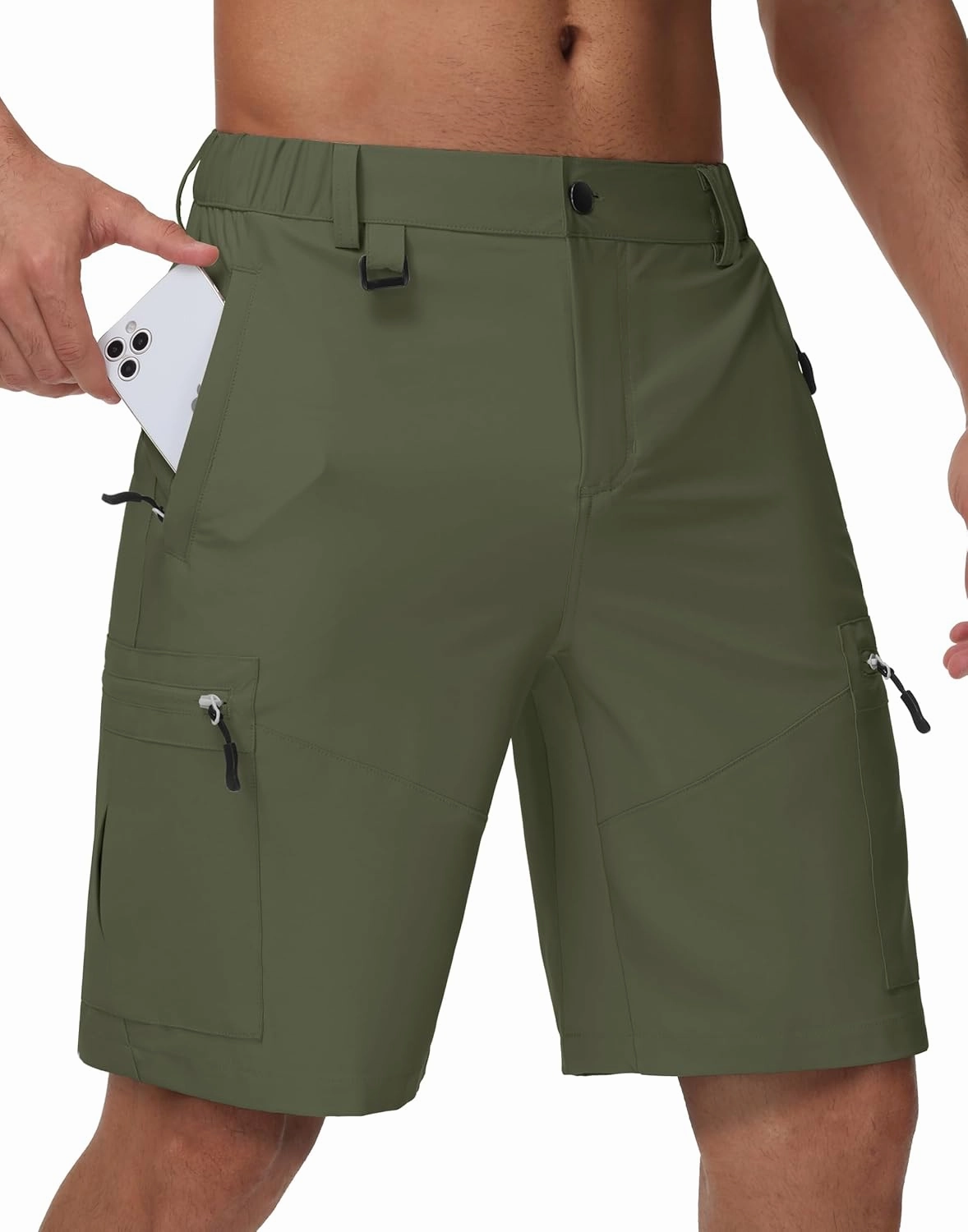 JWM Men's 9" Hiking Cargo Shorts - Lightweight Stretch Qucik Dry Casual Travel Golf Work Fishing Shorts with 5 Zipper Pockets