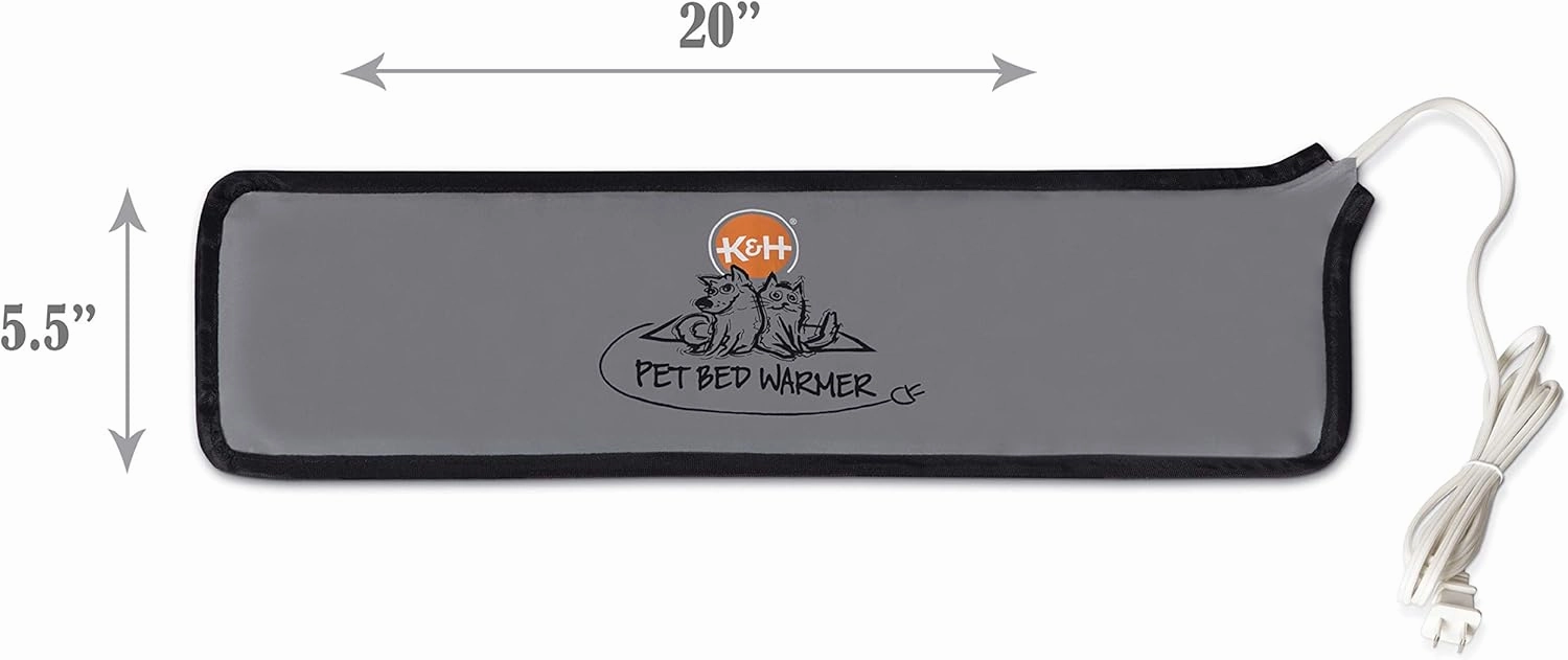 K&H Pet Products Pet Bed Warmer, Turn Any Pet Bed Into a Heated Cat or Dog Bed, Waterproof Indoor Heated Warming Pad Insert, Automatic Temperature, Safety Listed - Medium 20.5 X 6.75in Gray