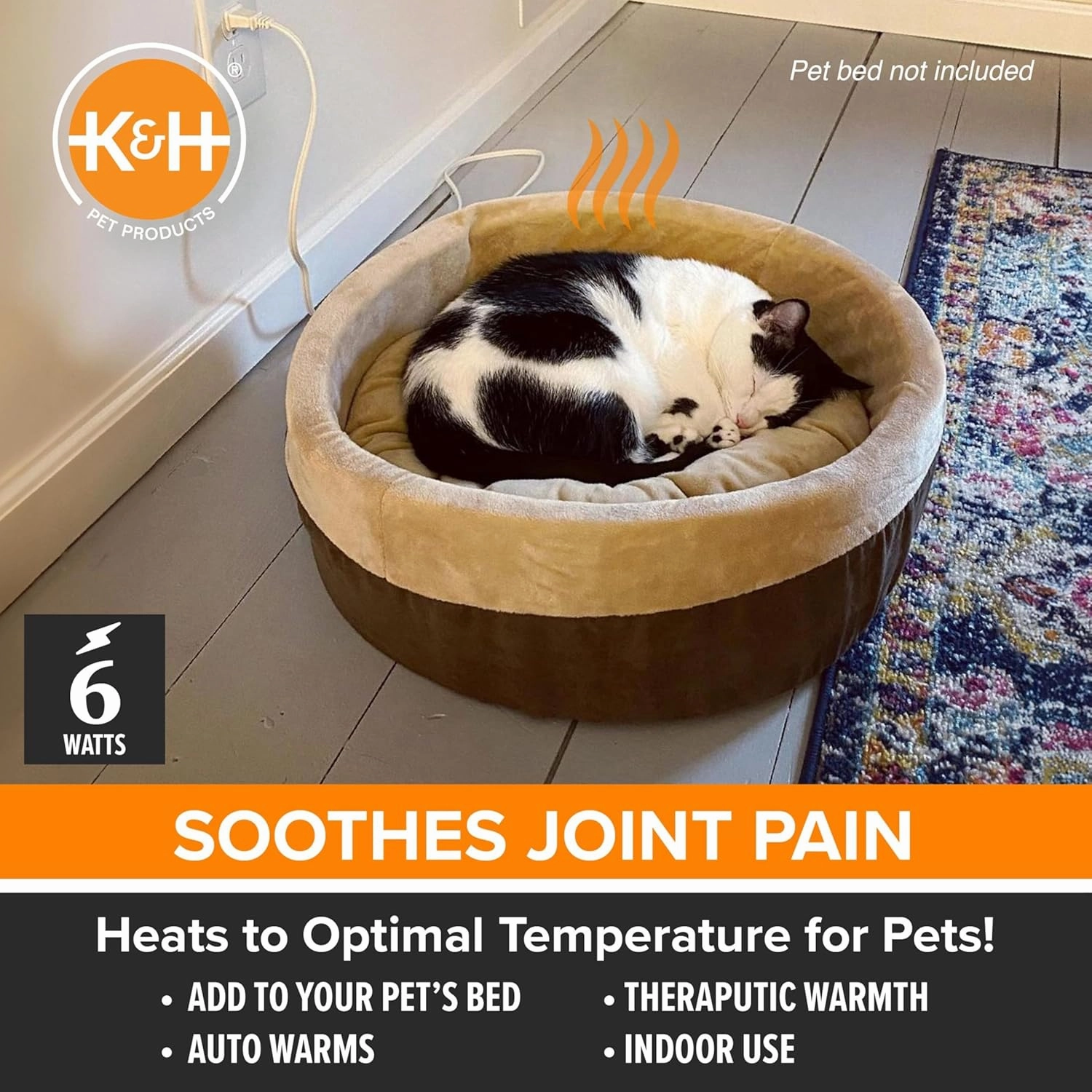 K&H Pet Products Pet Bed Warmer, Turn Any Pet Bed Into a Heated Cat or Dog Bed, Waterproof Indoor Heated Warming Pad Insert, Automatic Temperature, Safety Listed - Medium 20.5 X 6.75in Gray