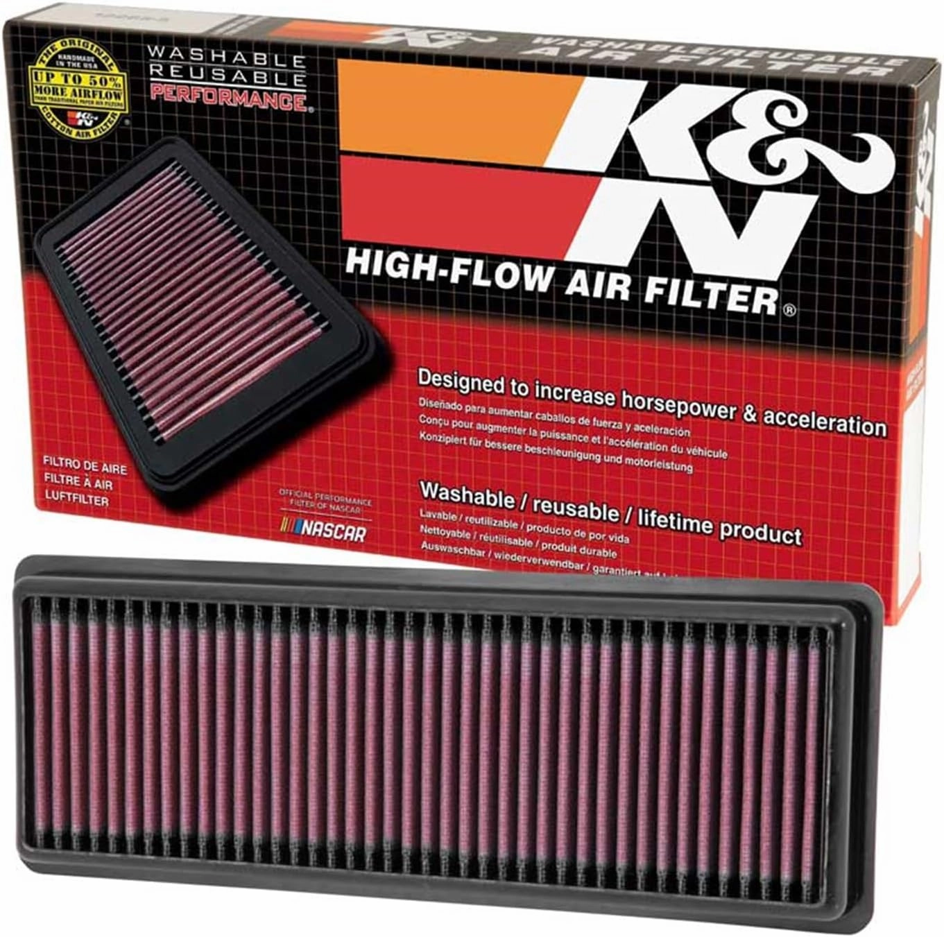 K&N Engine Air Filter: Reusable, Clean Every 75,000 Miles, Washable, Premium, Replacement Car Air Filter: Compatible with 2012-2017 FIAT (500, Abarth), 33-2487