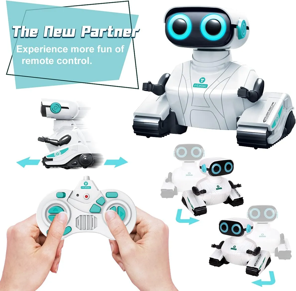 KaeKid Robots for Kids, 2.4Ghz Remote Control Robot Toys with LED Eyes & Flexible Arms, Dance & Sounds, RC Toys for 3 4 5 6 7 8 Year Old Boys Girls (White)