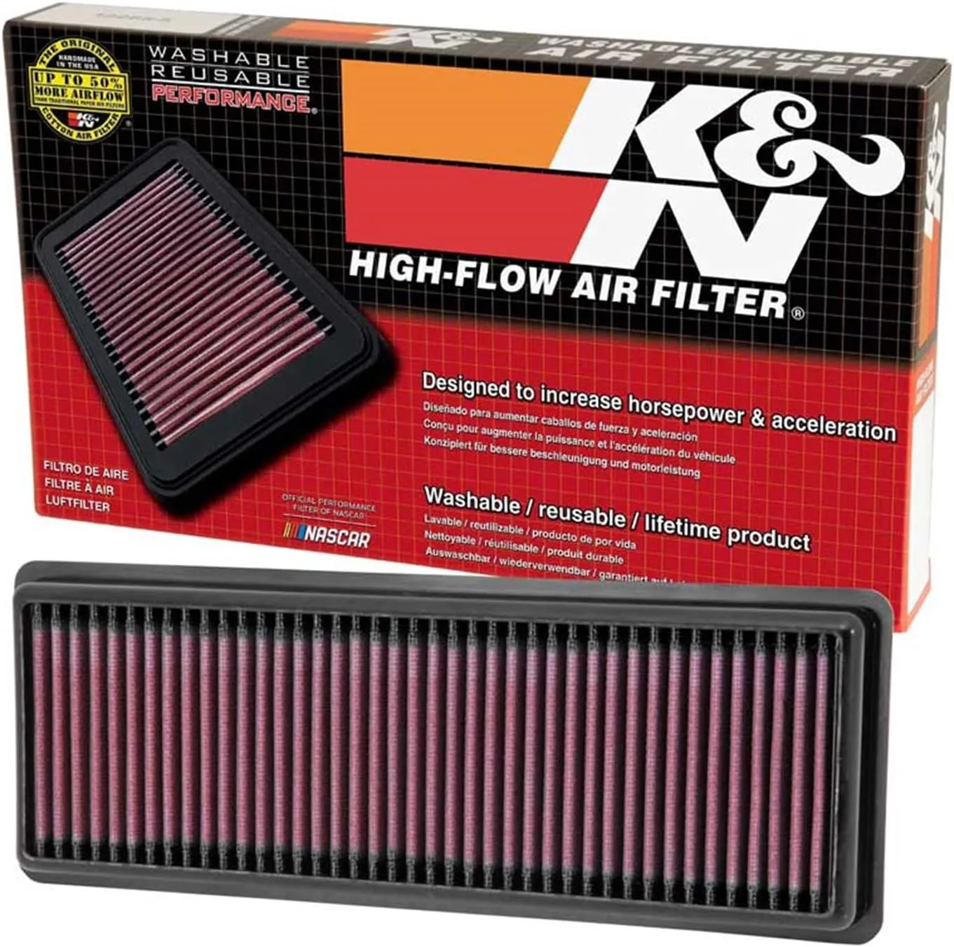 K&N Engine Air Filter: Reusable, Clean Every 75,000 Miles, Washable, Premium, Replacement Car Air Filter: Compatible with 2012-2017 FIAT (500, Abarth), 33-2487