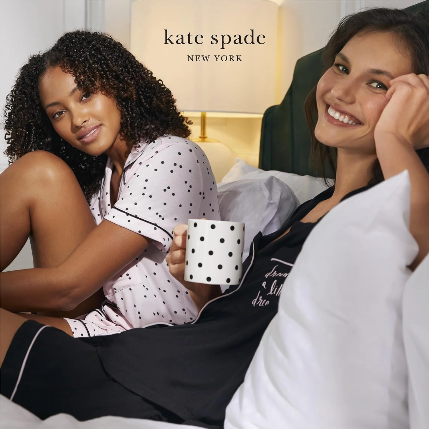 kate spade new york Pajamas for Women 2 Piece Set Comfy Classic Short Sleeve Notch Collar Button Top & Shorts