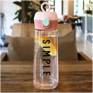 kettles 16.9 oz Simple Plastic Water Bottle with Spring-Loaded Dust Cap,Reusable Sports bottles for Women Men Kids,Clear,Medium canteen(B)
